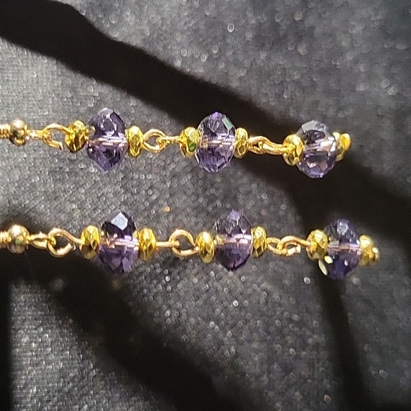 Handcrafted Swarovski Amethyst crystal and hematite earrings - Picture 4 of 6